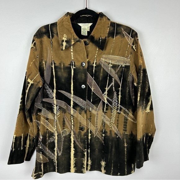 Vintage Conrad C Western Aztec Cotton Embroidered Jacket Size 12 Black Brown - Picture 2 of 13